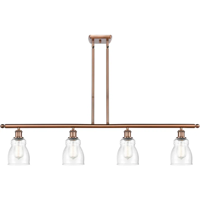 Ballston Ellery LED 48 inch Antique Copper Island Light Ceiling Light in Seedy Glass, Ballston