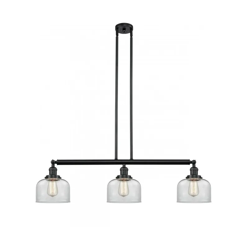 Franklin Restoration Large Bell LED 40.5 inch Matte Black Island Light Ceiling Light in Clear Glass, Franklin Restoration
