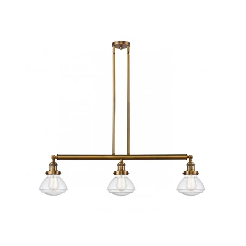Franklin Restoration Olean LED 39 inch Brushed Brass Island Light Ceiling Light in Seedy Glass, Franklin Restoration