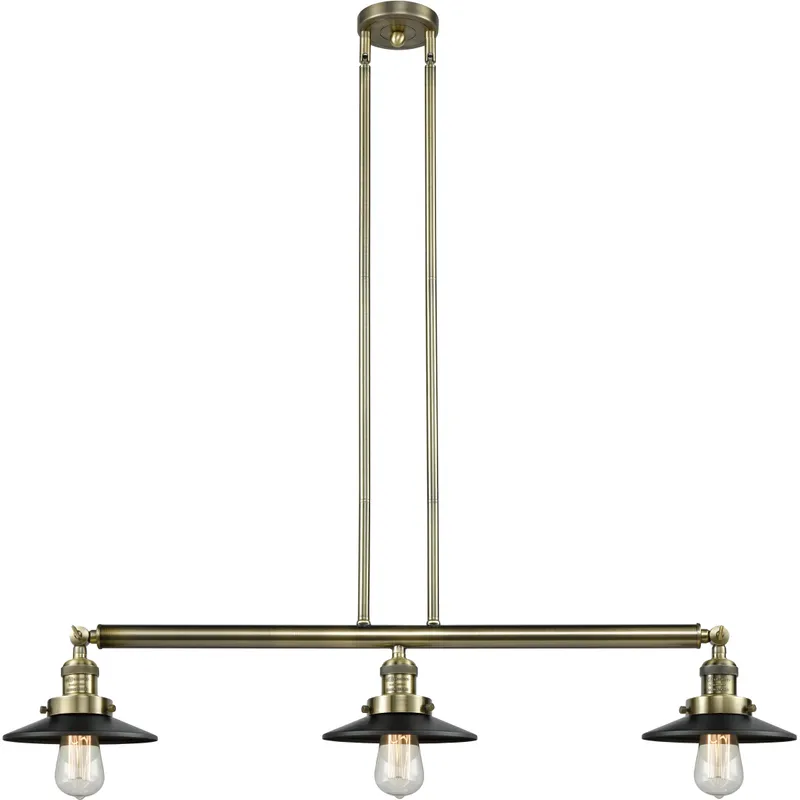 Franklin Restoration Railroad LED 41 inch Antique Brass Island Light Ceiling Light in Matte Black, Franklin Restoration