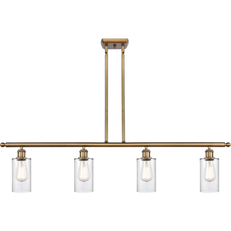 Ballston Clymer LED 48 inch Brushed Brass Island Light Ceiling Light in Clear Glass, Ballston