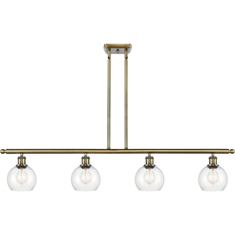 Ballston Athens LED 48 inch Antique Brass Island Light Ceiling Light in Clear Glass