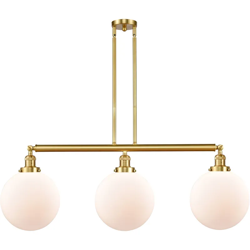 Franklin Restoration X-Large Beacon LED 42 inch Satin Gold Island Light Ceiling Light in Matte White Glass, Franklin Restoration