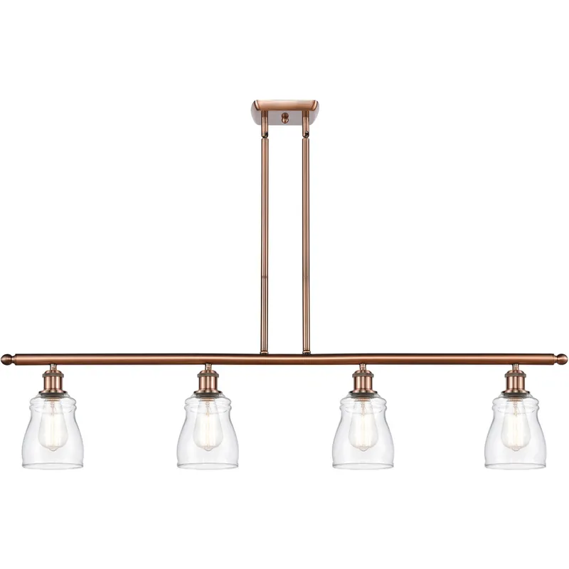 Ballston Ellery LED 48 inch Antique Copper Island Light Ceiling Light in Clear Glass, Ballston