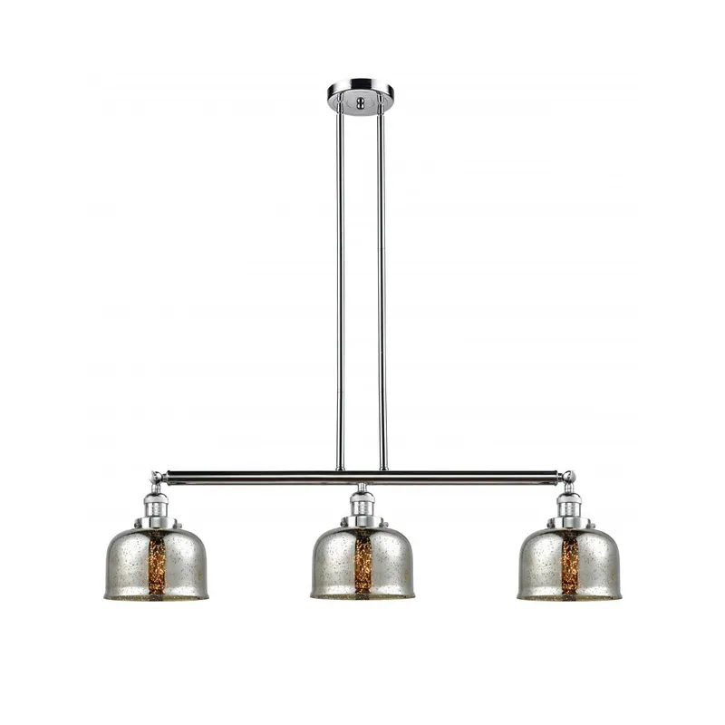 Franklin Restoration Large Bell LED 41 inch Polished Chrome Island Light Ceiling Light in Silver Plated Mercury Glass, Franklin Restoration