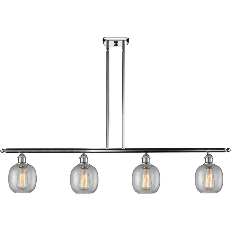 Ballston Belfast 4 Light 48 inch Polished Chrome Island Light Ceiling Light in Seedy Glass, Ballston