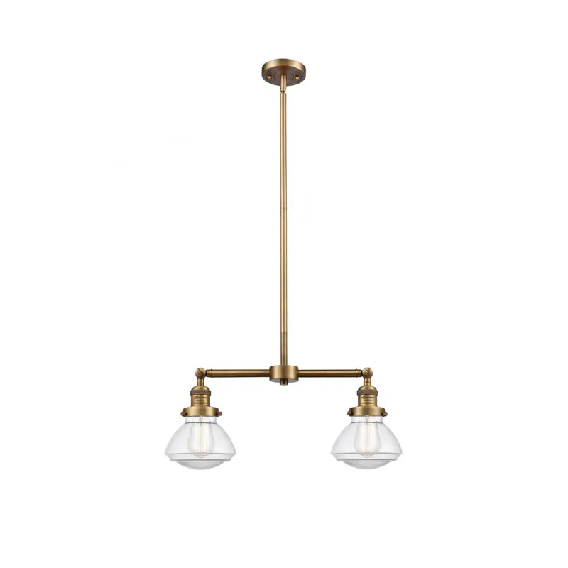 Franklin Restoration Olean 2 Light 22 inch Brushed Brass Island Light Ceiling Light in Clear Glass, Franklin Restoration