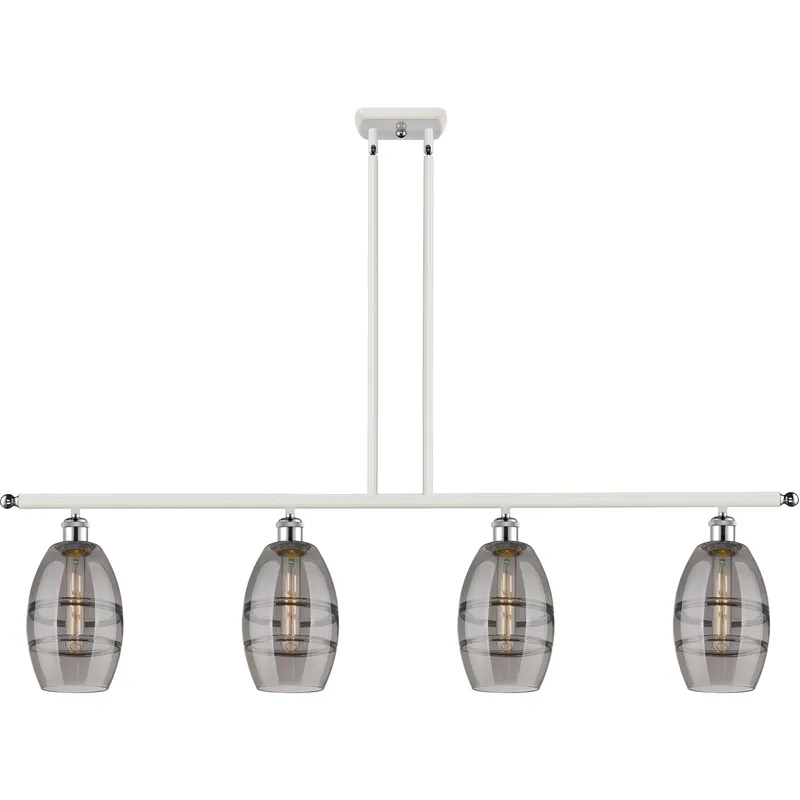 Ballston Vaz 4 Light 48 inch White Polished Chrome Stem Hung Island Light Ceiling Light