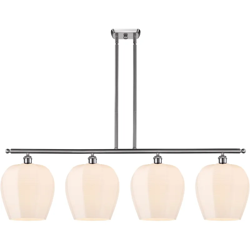 Ballston Norfolk 4 Light 50 inch Brushed Satin Nickel Island Light Ceiling Light in Matte White Glass