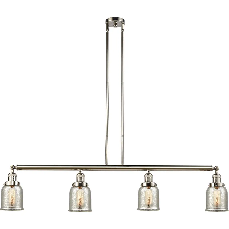 Franklin Restoration Small Bell 4 Light 49.63 inch Polished Nickel Island Light Ceiling Light in Silver Plated Mercury Glass, Franklin Restoration