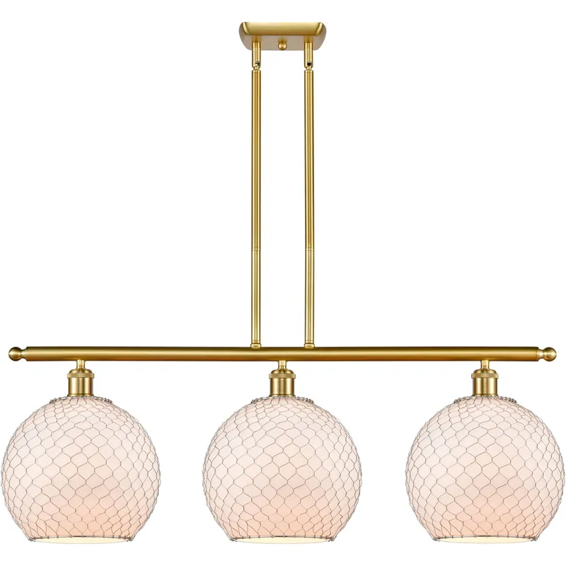 Ballston Large Farmhouse Chicken Wire LED 36 inch Satin Gold Island Light Ceiling Light, Ballston