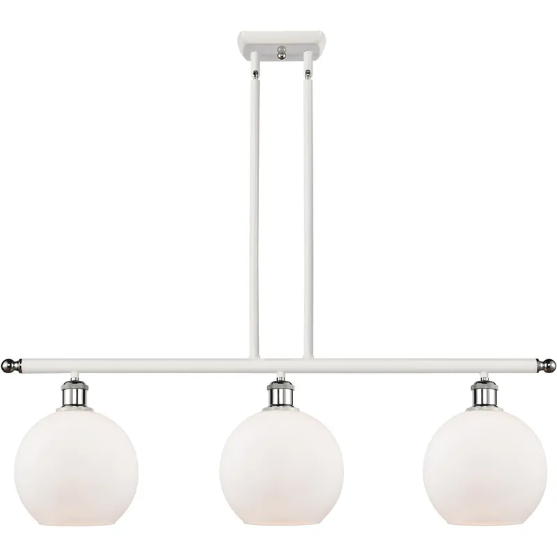 Ballston Athens LED 36 inch White and Polished Chrome Island Light Ceiling Light in Matte White Glass, Ballston