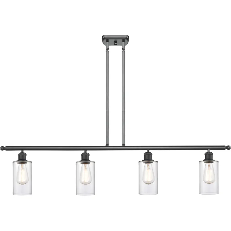 Ballston Clymer LED 48 inch Matte Black Island Light Ceiling Light in Clear Glass, Ballston