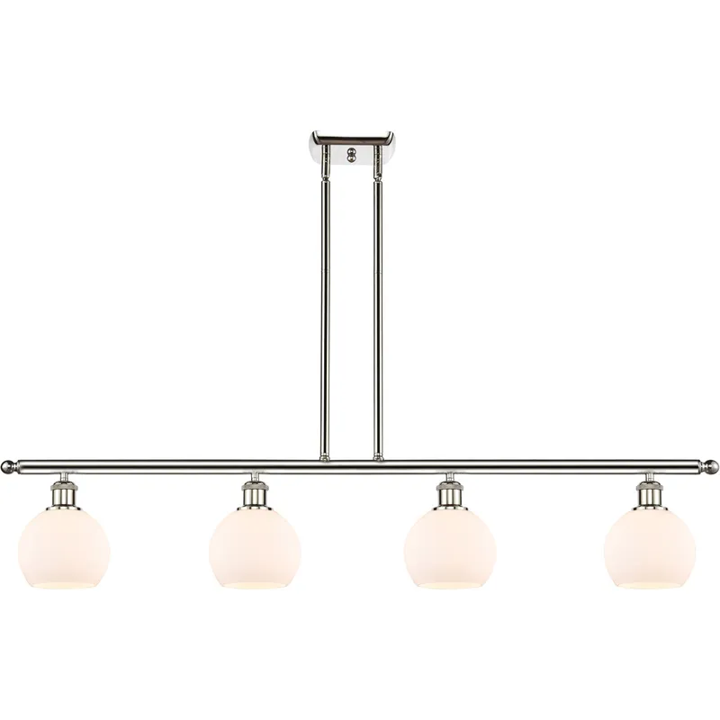 Ballston Athens LED 48 inch Polished Nickel Island Light Ceiling Light in Matte White Glass