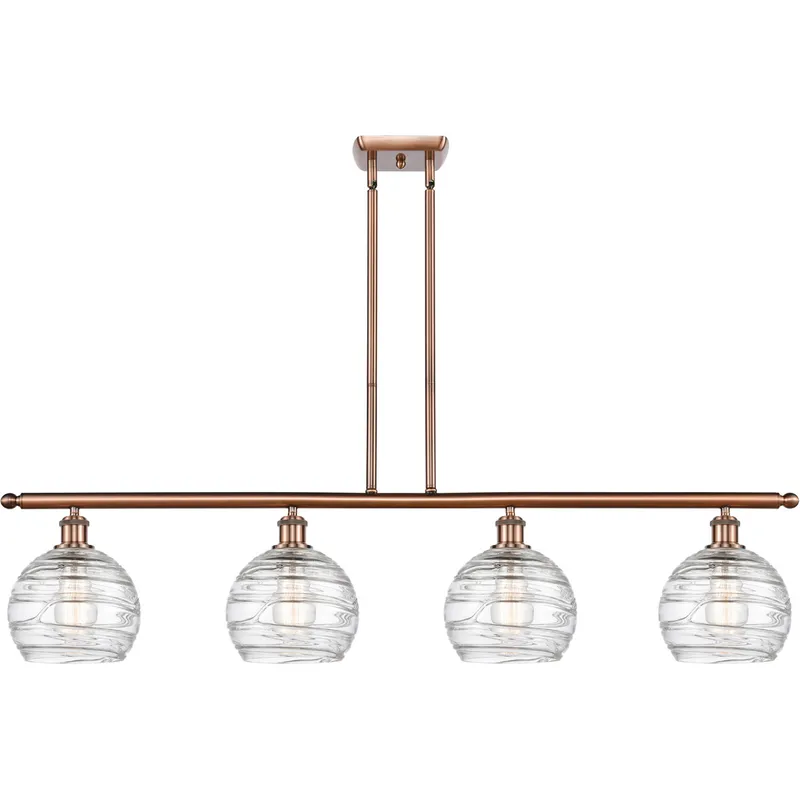 Ballston Deco Swirl LED 48 inch Antique Copper Island Light Ceiling Light, Ballston