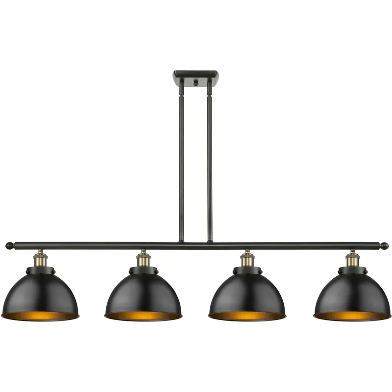 Ballston Urban 4 Light 48 inch Black Antique Brass Island Light Ceiling Light