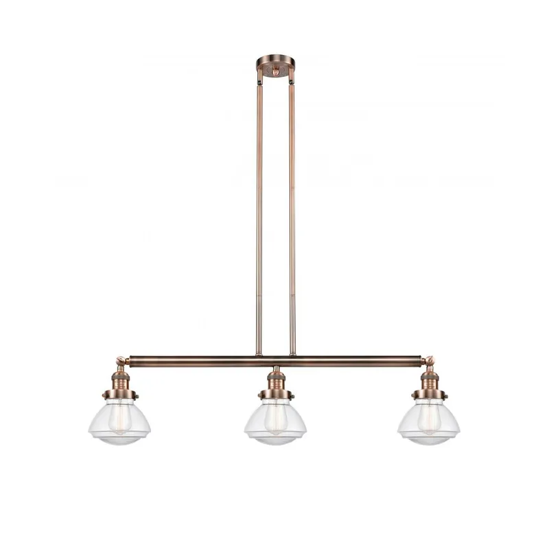Franklin Restoration Olean LED 39 inch Antique Copper Island Light Ceiling Light in Clear Glass, Franklin Restoration