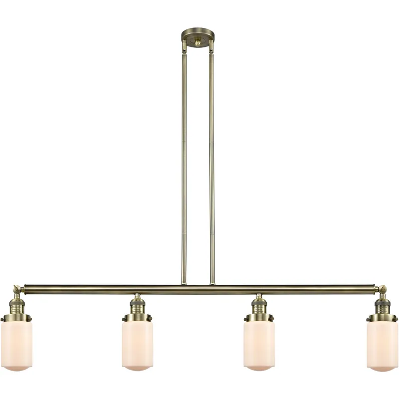 Franklin Restoration Dover LED 49.13 inch Antique Brass Island Light Ceiling Light in Matte White Glass, Franklin Restoration
