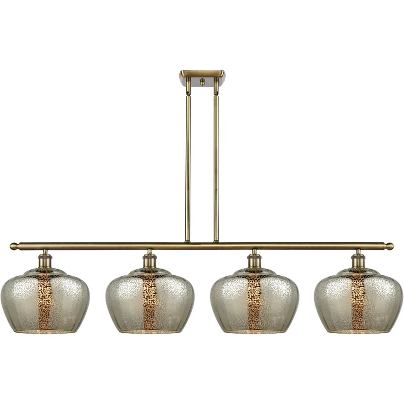 Ballston Large Fenton LED 48 inch Antique Brass Island Light Ceiling Light in Mercury Glass, Ballston