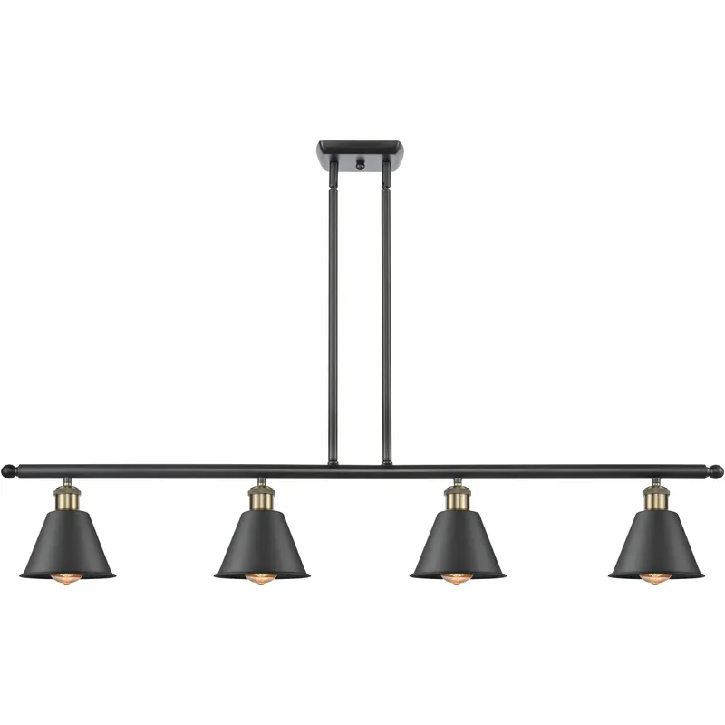 Ballston Smithfield 4 Light 48 inch Black Antique Brass Island Light Ceiling Light in Matte Black, Ballston