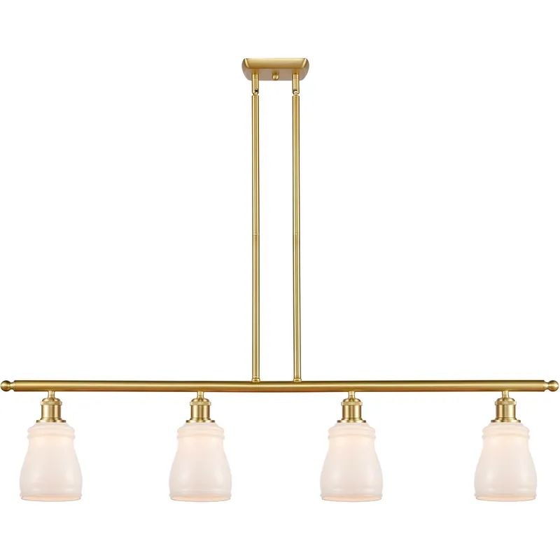 Ballston Ellery LED 48 inch Satin Gold Island Light Ceiling Light in White Glass, Ballston