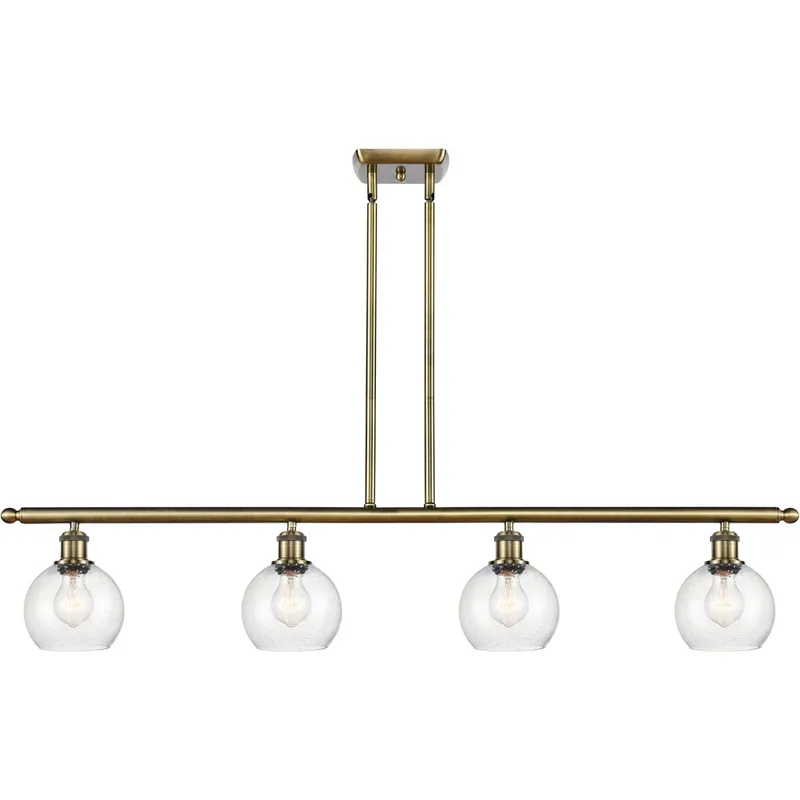 Ballston Athens LED 48 inch Antique Brass Island Light Ceiling Light in Seedy Glass