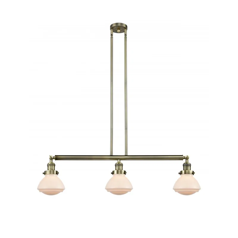 Franklin Restoration Olean LED 39.25 inch Antique Brass Island Light Ceiling Light in Matte White Glass, Franklin Restoration