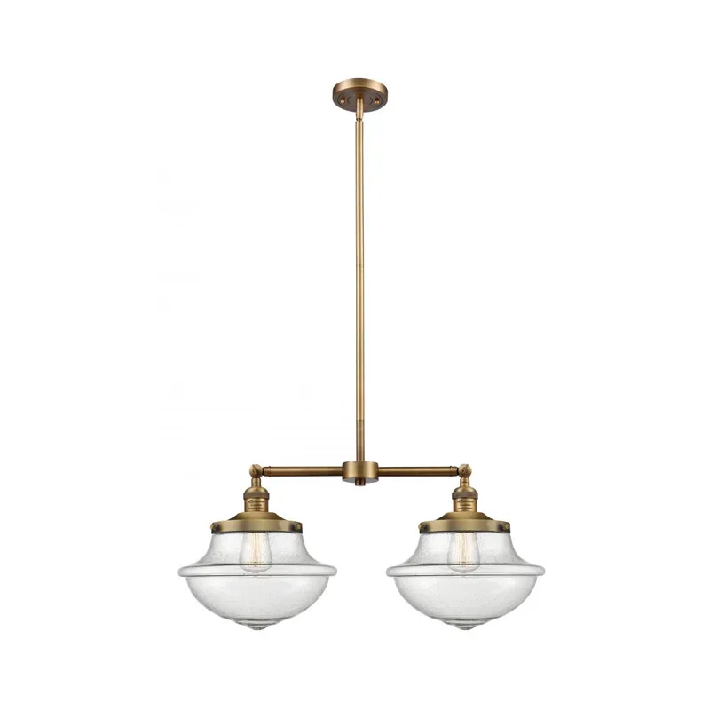Franklin Restoration Large Oxford LED 25 inch Brushed Brass Chandelier Ceiling Light in Seedy Glass, Franklin Restoration