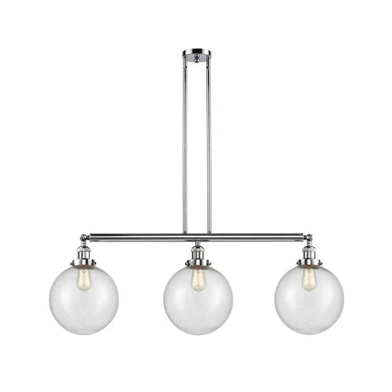 Franklin Restoration X-Large Beacon LED 42 inch Polished Chrome Island Light Ceiling Light in Seedy Glass, Franklin Restoration