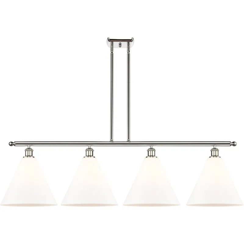 Ballston Ballston Cone LED 50.25 inch Brushed Satin Nickel Island Light Ceiling Light in Matte White Glass