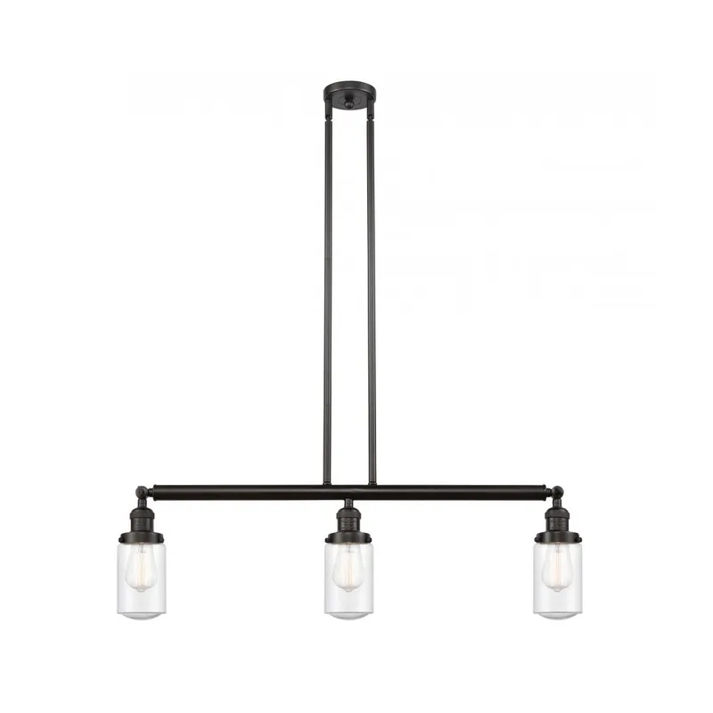 Franklin Restoration Dover 3 Light 37 inch Oil Rubbed Bronze Island Light Ceiling Light in Seedy Glass, Franklin Restoration