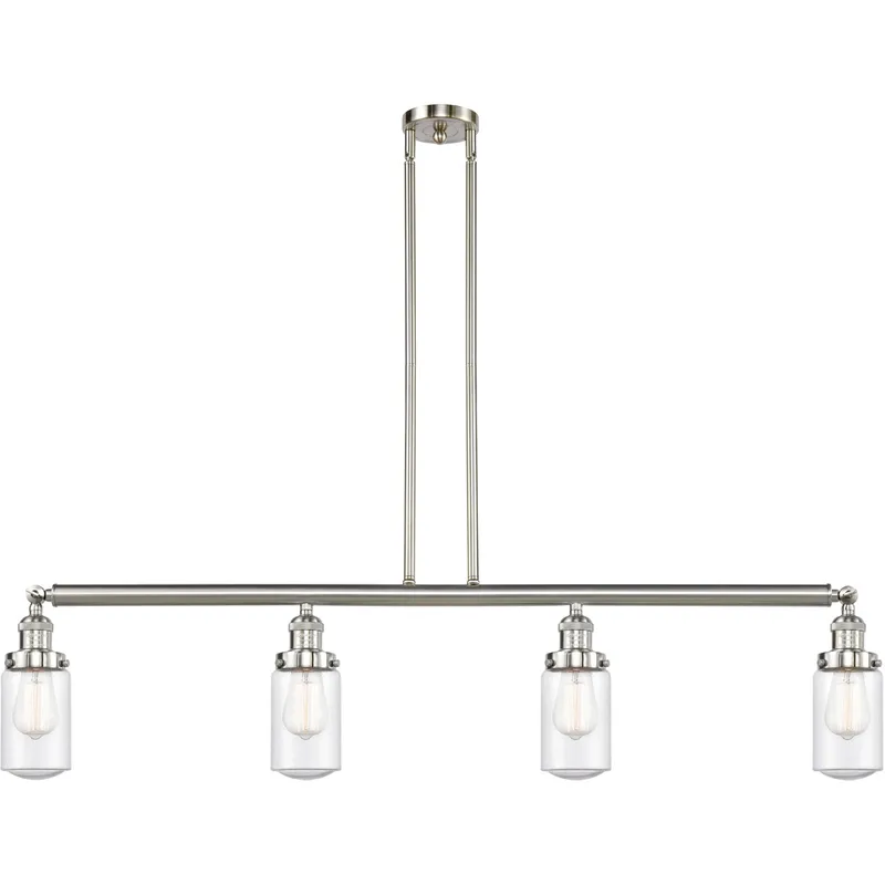 Franklin Restoration Dover LED 49.13 inch Brushed Satin Nickel Island Light Ceiling Light in Seedy Glass, Franklin Restoration