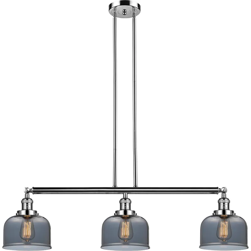 Franklin Restoration Large Bell LED 41 inch Polished Nickel Island Light Ceiling Light in Plated Smoke Glass, Franklin Restoration