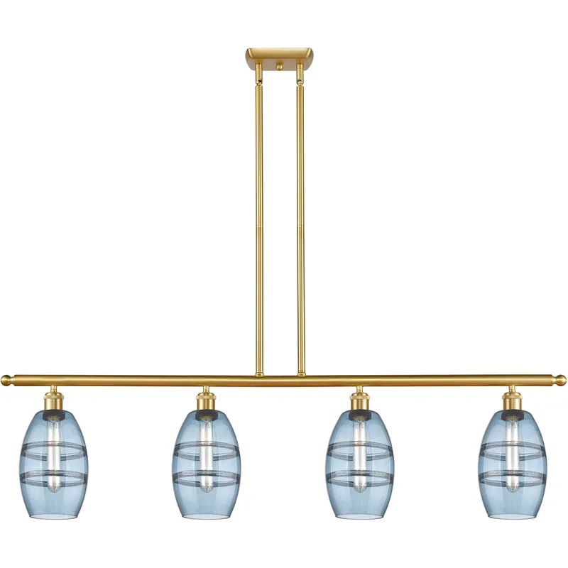 Ballston Vaz 4 Light 48 inch Satin Gold Stem Hung Island Light Ceiling Light