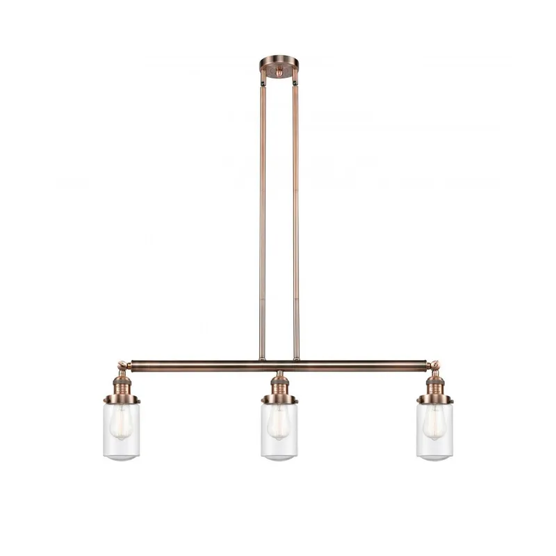 Franklin Restoration Dover 3 Light 37 inch Antique Copper Island Light Ceiling Light in Seedy Glass, Franklin Restoration