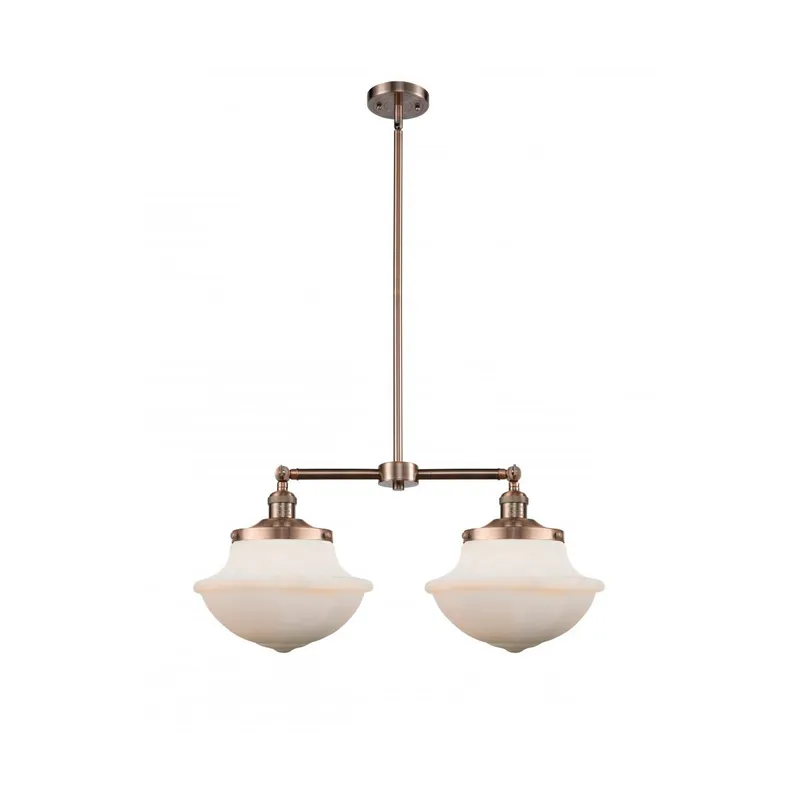 Franklin Restoration Large Oxford LED 25 inch Antique Copper Chandelier Ceiling Light in Matte White Glass, Franklin Restoration