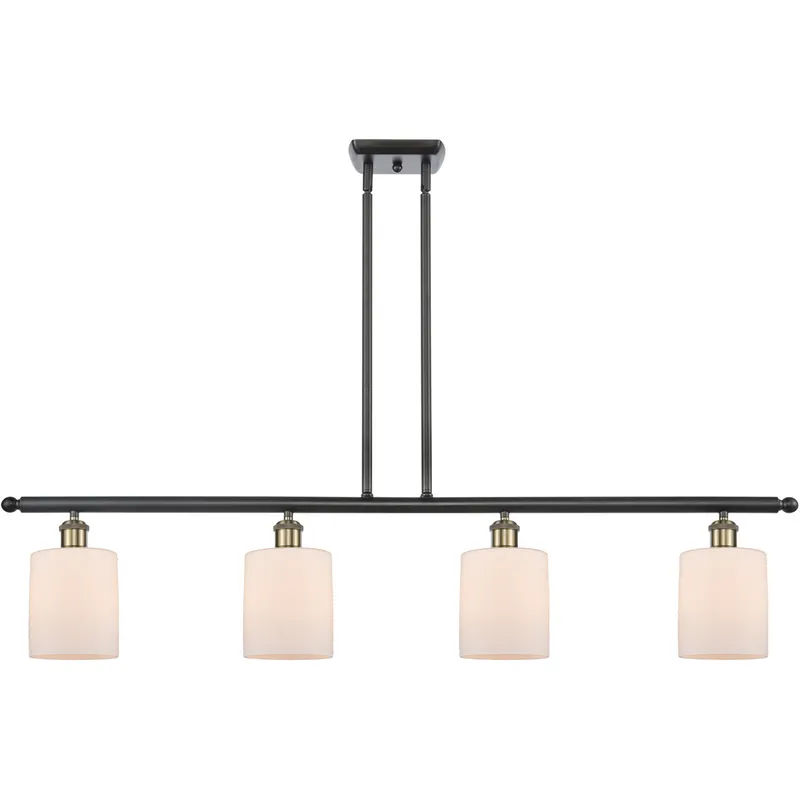 Ballston Cobbleskill LED 48 inch Black Antique Brass Island Light Ceiling Light in Matte White Glass, Ballston