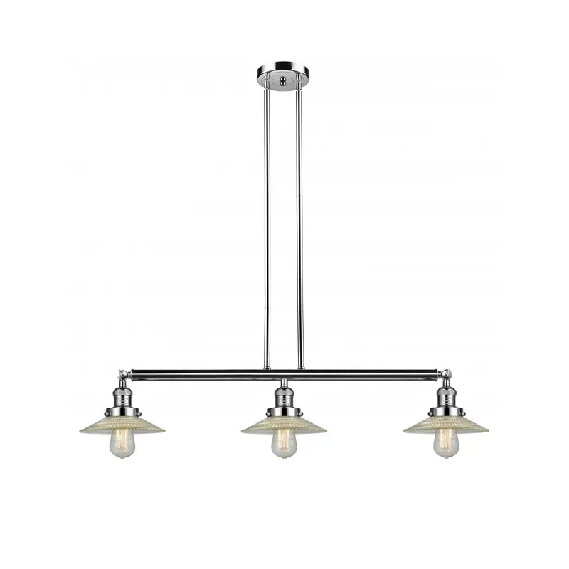 Franklin Restoration Halophane 3 Light 41 inch Polished Nickel Island Light Ceiling Light in Clear Halophane Glass, Franklin Restoration