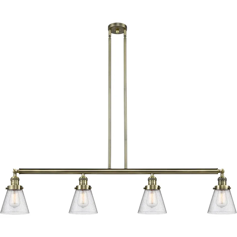 Franklin Restoration Small Cone LED 50.88 inch Antique Brass Island Light Ceiling Light in Seedy Glass, Franklin Restoration