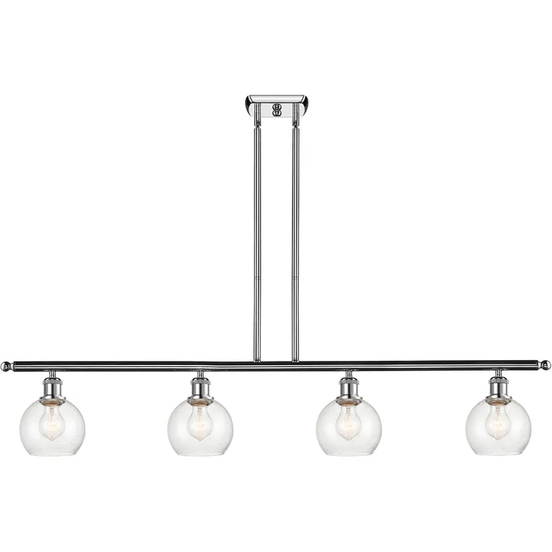Ballston Athens LED 48 inch Polished Chrome Island Light Ceiling Light in Seedy Glass