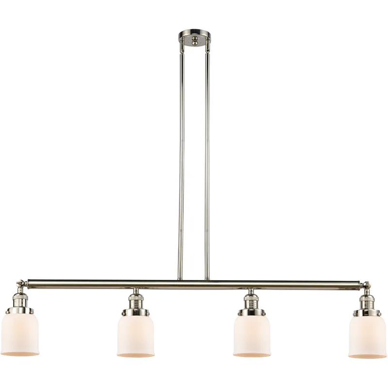 Franklin Restoration Small Bell 4 Light 49.63 inch Polished Nickel Island Light Ceiling Light in Matte White Glass, Franklin Restoration