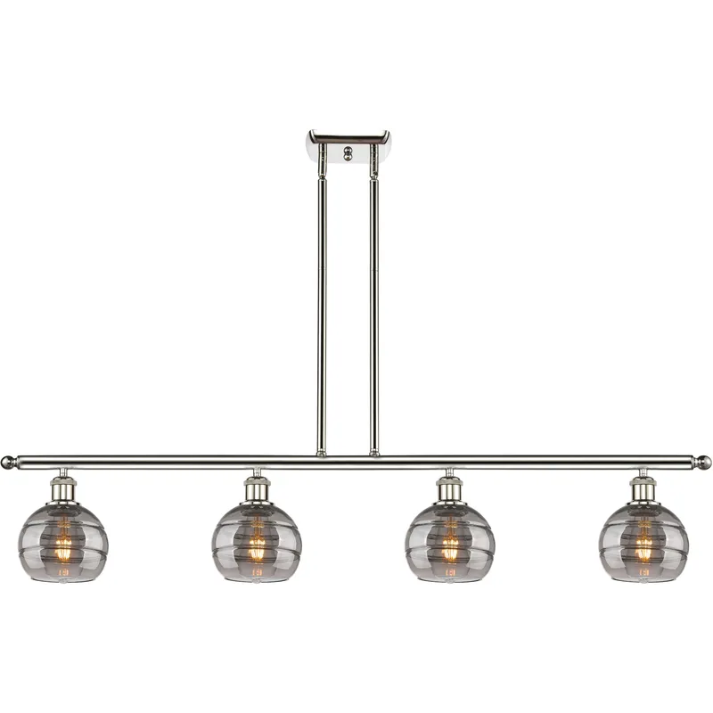 Ballston Rochester 4 Light 48 inch Polished Nickel Stem Hung Island Light Ceiling Light