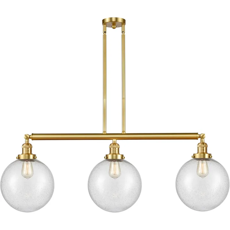 Franklin Restoration X-Large Beacon LED 42 inch Satin Gold Island Light Ceiling Light in Seedy Glass, Franklin Restoration