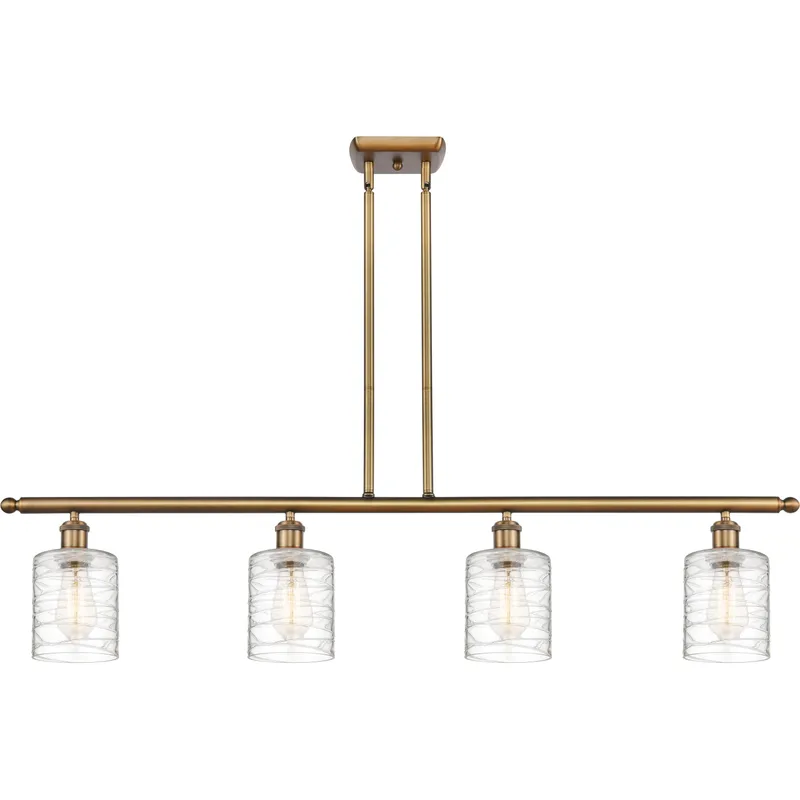 Ballston Cobbleskill LED 48 inch Brushed Brass Island Light Ceiling Light in Deco Swirl Glass