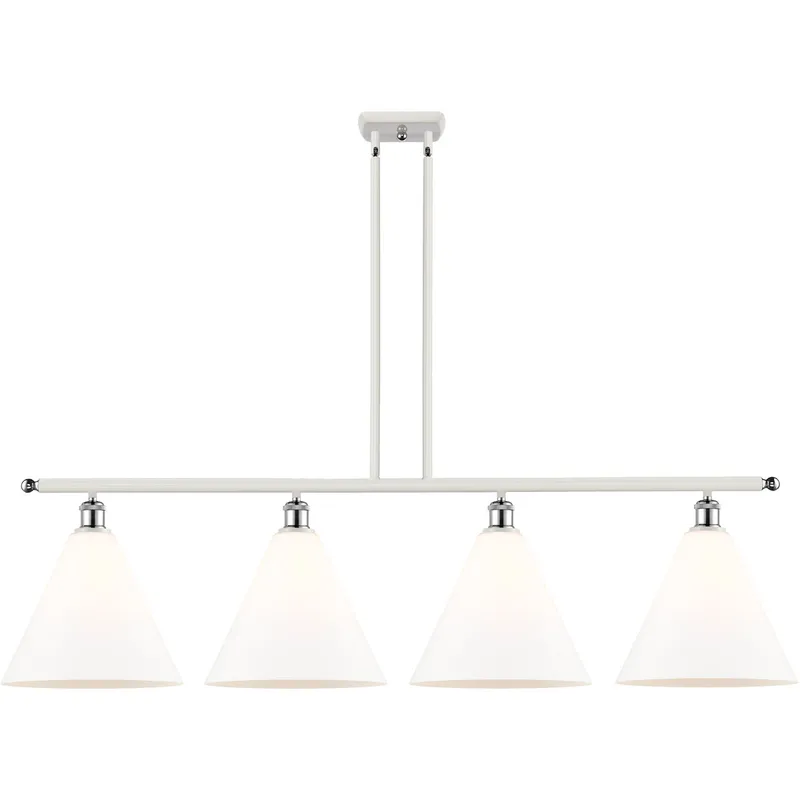 Ballston Ballston Cone LED 50.25 inch White and Polished Chrome Island Light Ceiling Light in Matte White Glass