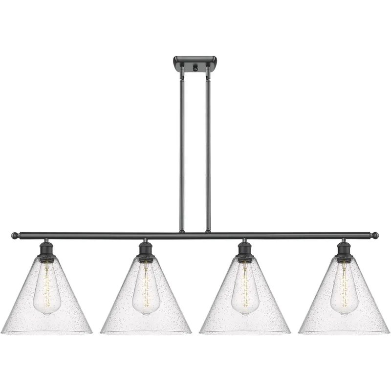 Ballston Ballston Cone LED 50.25 inch Matte Black Island Light Ceiling Light in Seedy Glass