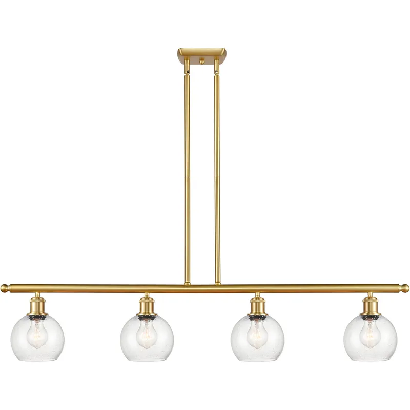 Ballston Athens LED 48 inch Satin Gold Island Light Ceiling Light in Seedy Glass