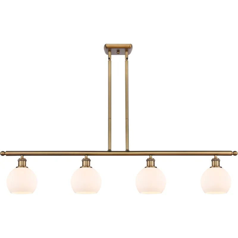 Ballston Athens LED 48 inch Brushed Brass Island Light Ceiling Light in Matte White Glass