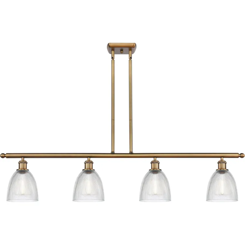 Ballston Castile 4 Light 48 inch Brushed Brass Island Light Ceiling Light in Clear Glass, Ballston