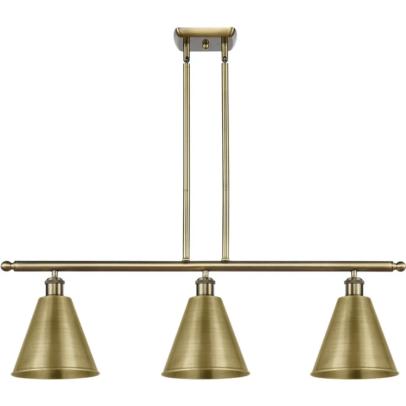 Ballston Cone 3 Light 36 inch Antique Brass Island Light Ceiling Light